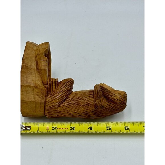 Vtg Wooden Hand Carved Monkey Ashtray Hear No Evil Sitting Statue Cigar Wood HTF - Picture 6 of 8